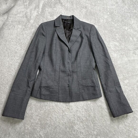Elie Tahari Women's Pant Suit Jacket Wool Blend 4 Snap Cuff Sleeve Size 4 Gray - Picture 1 of 10